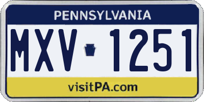 PA license plate MXV1251