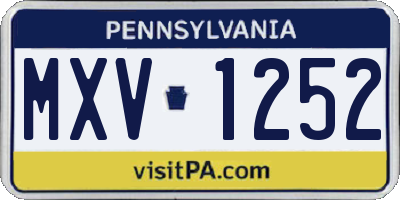 PA license plate MXV1252