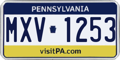 PA license plate MXV1253
