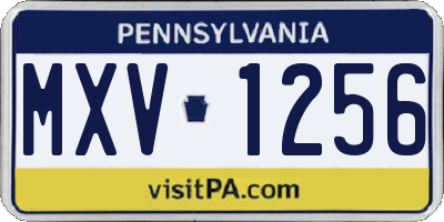 PA license plate MXV1256