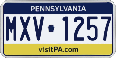 PA license plate MXV1257