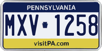 PA license plate MXV1258