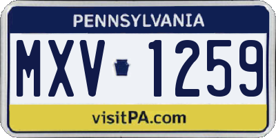 PA license plate MXV1259