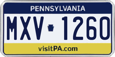 PA license plate MXV1260