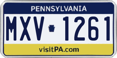 PA license plate MXV1261