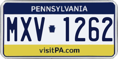 PA license plate MXV1262