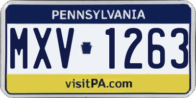 PA license plate MXV1263