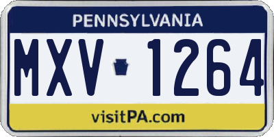 PA license plate MXV1264