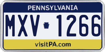 PA license plate MXV1266