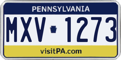 PA license plate MXV1273