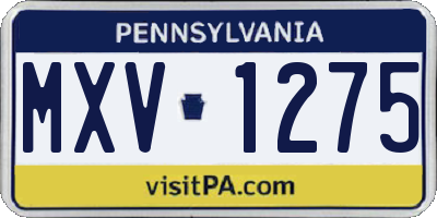PA license plate MXV1275
