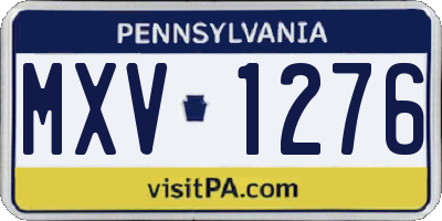 PA license plate MXV1276