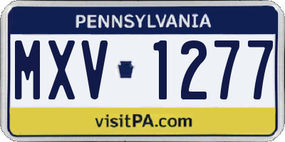 PA license plate MXV1277