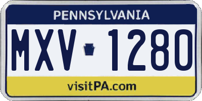PA license plate MXV1280