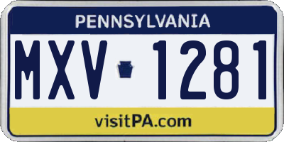 PA license plate MXV1281