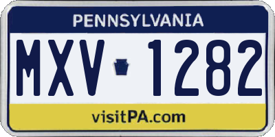 PA license plate MXV1282