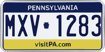 PA license plate MXV1283