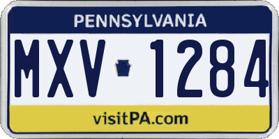 PA license plate MXV1284