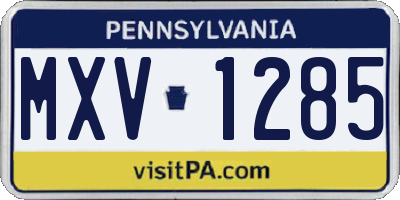 PA license plate MXV1285