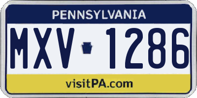 PA license plate MXV1286