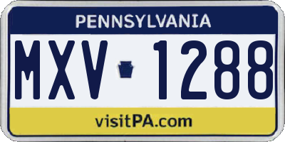 PA license plate MXV1288