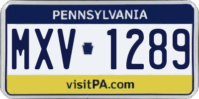 PA license plate MXV1289
