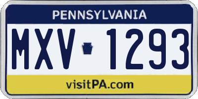 PA license plate MXV1293