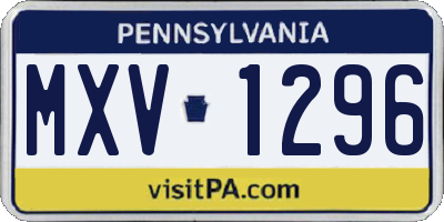 PA license plate MXV1296