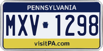 PA license plate MXV1298