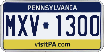 PA license plate MXV1300