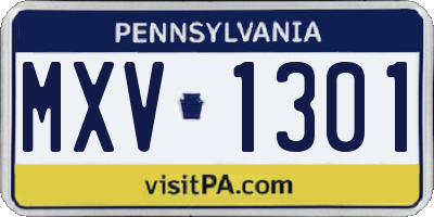 PA license plate MXV1301