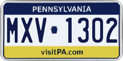 PA license plate MXV1302
