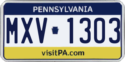 PA license plate MXV1303