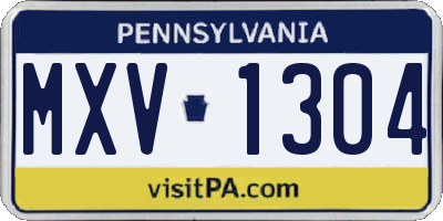 PA license plate MXV1304