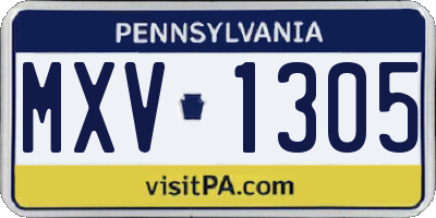 PA license plate MXV1305