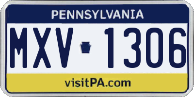 PA license plate MXV1306