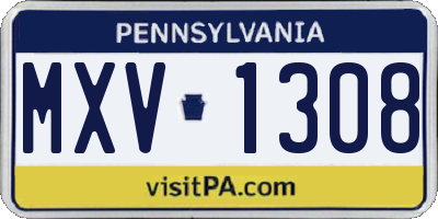 PA license plate MXV1308