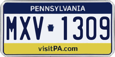 PA license plate MXV1309
