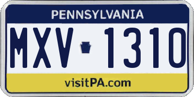 PA license plate MXV1310