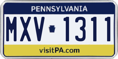 PA license plate MXV1311