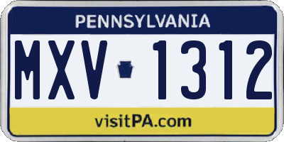 PA license plate MXV1312