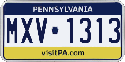 PA license plate MXV1313