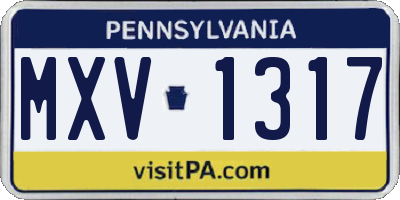 PA license plate MXV1317