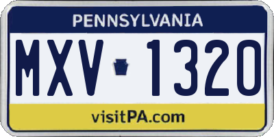 PA license plate MXV1320