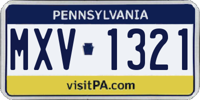 PA license plate MXV1321