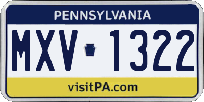 PA license plate MXV1322