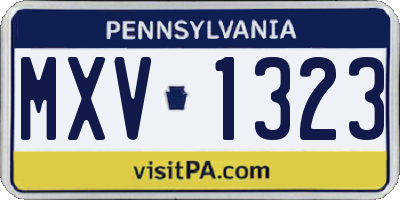 PA license plate MXV1323