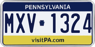 PA license plate MXV1324