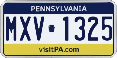 PA license plate MXV1325