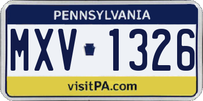PA license plate MXV1326